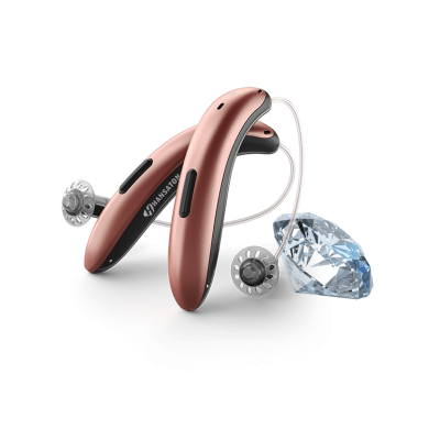 מכשירי שמיעה יוקרתיים בצבע ברונזה מסוג NOVA 2025 תוצרת HANSATON גרמניה משווק בישראל על ידי גל מכשירי שמיעה